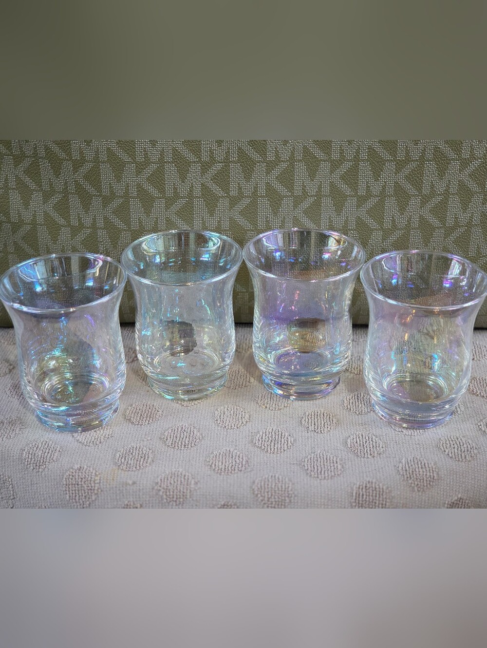 Iridescent Hurricane Glass Holders/Candle Holders - Set of 4